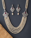 Vintage Stone Studded Pearl Necklace Set - Chandrani Pearls