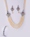 Vintage Stone Studded Pearl Necklace Set - Chandrani Pearls