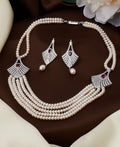 Vintage Stone Studded Pearl Necklace Set - Chandrani Pearls