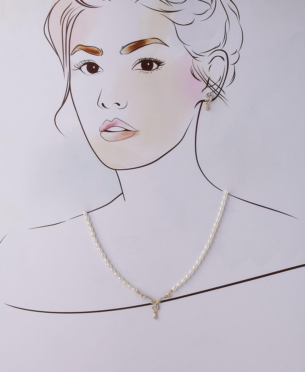Vintage Stone Studded Pearl Necklace Set - Chandrani Pearls