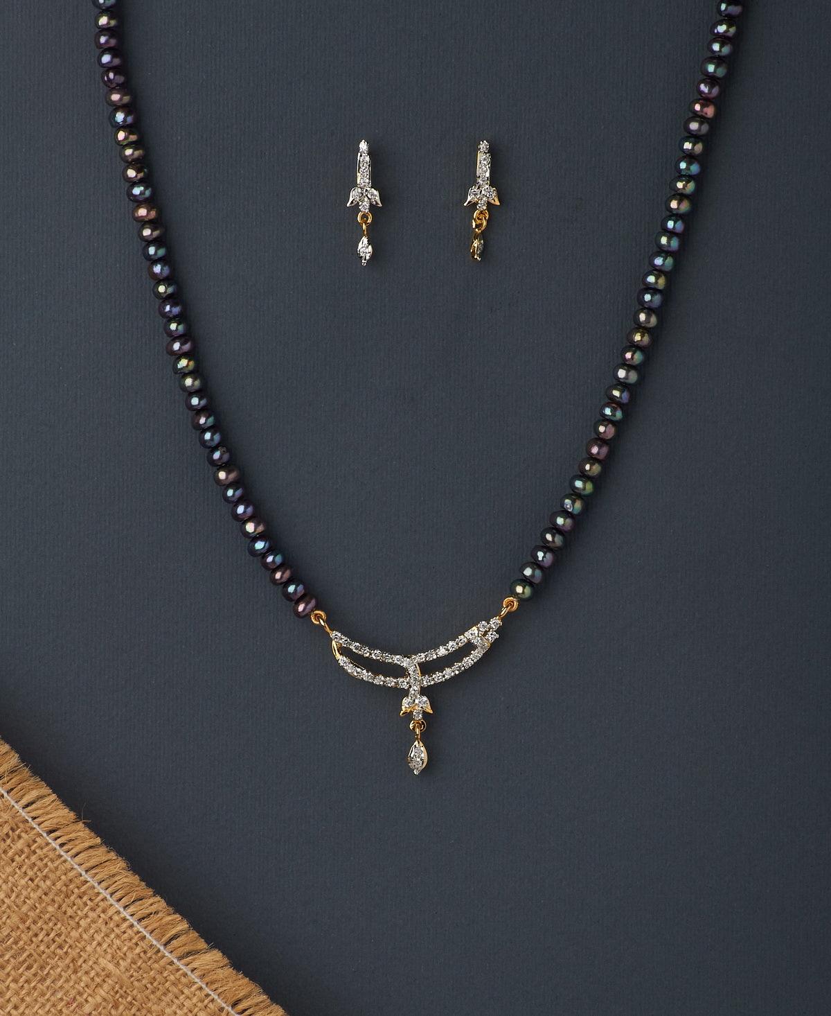 Vintage Stone Studded Pearl Necklace Set - Chandrani Pearls