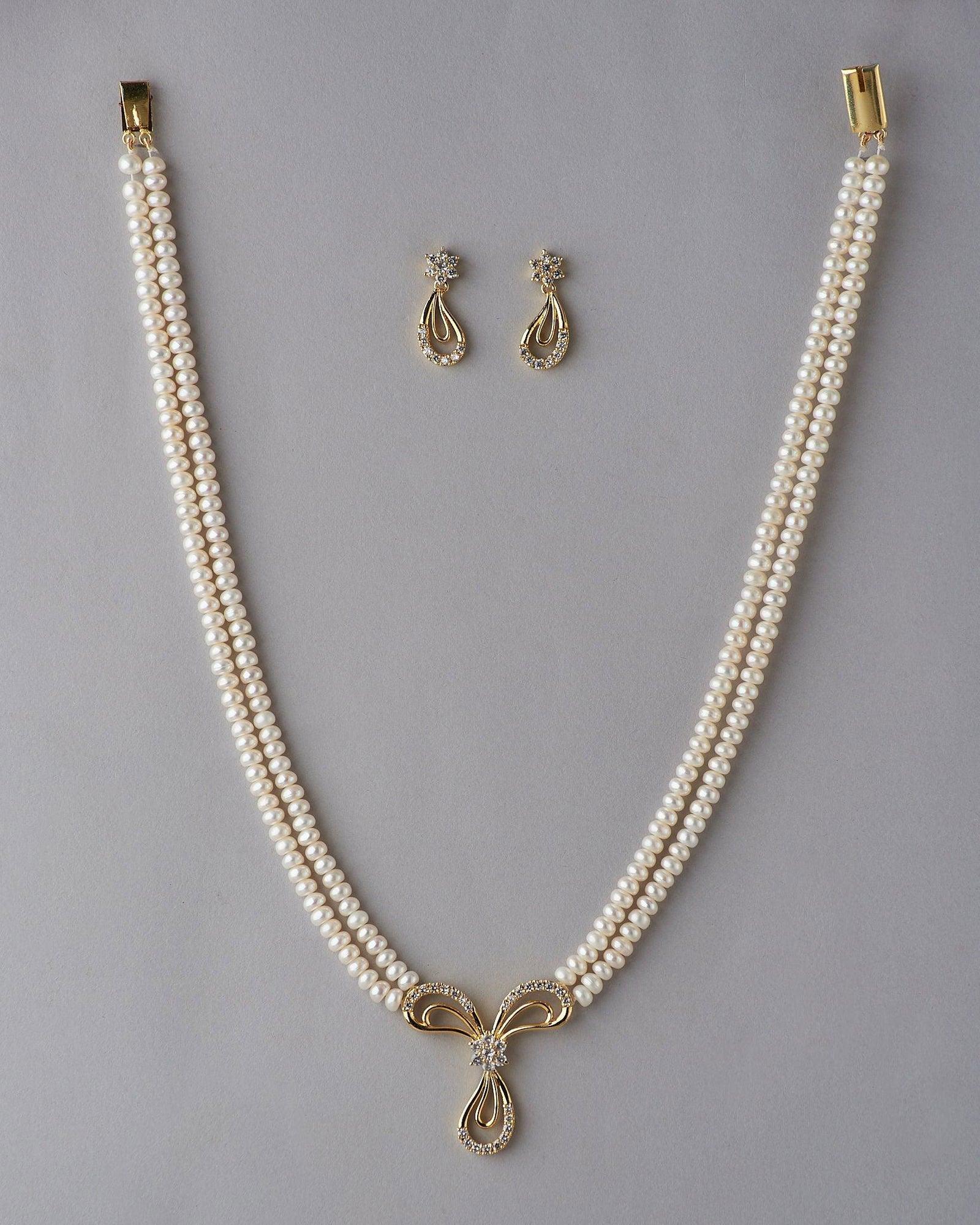 Vintage Stone Studded Pearl Necklace Set - Chandrani Pearls