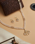 White Pearl Necklace Set with Gold Accents - Chandrani Pearls