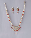 White Pearl and Red Bead Necklace Set - Chandrani Pearls