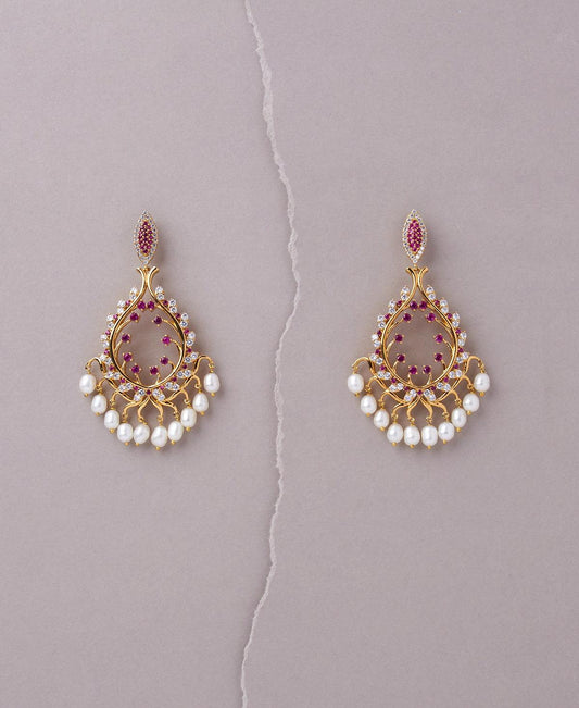 Zaaya Pearl And Stone Jhumkas - Chandrani Pearls