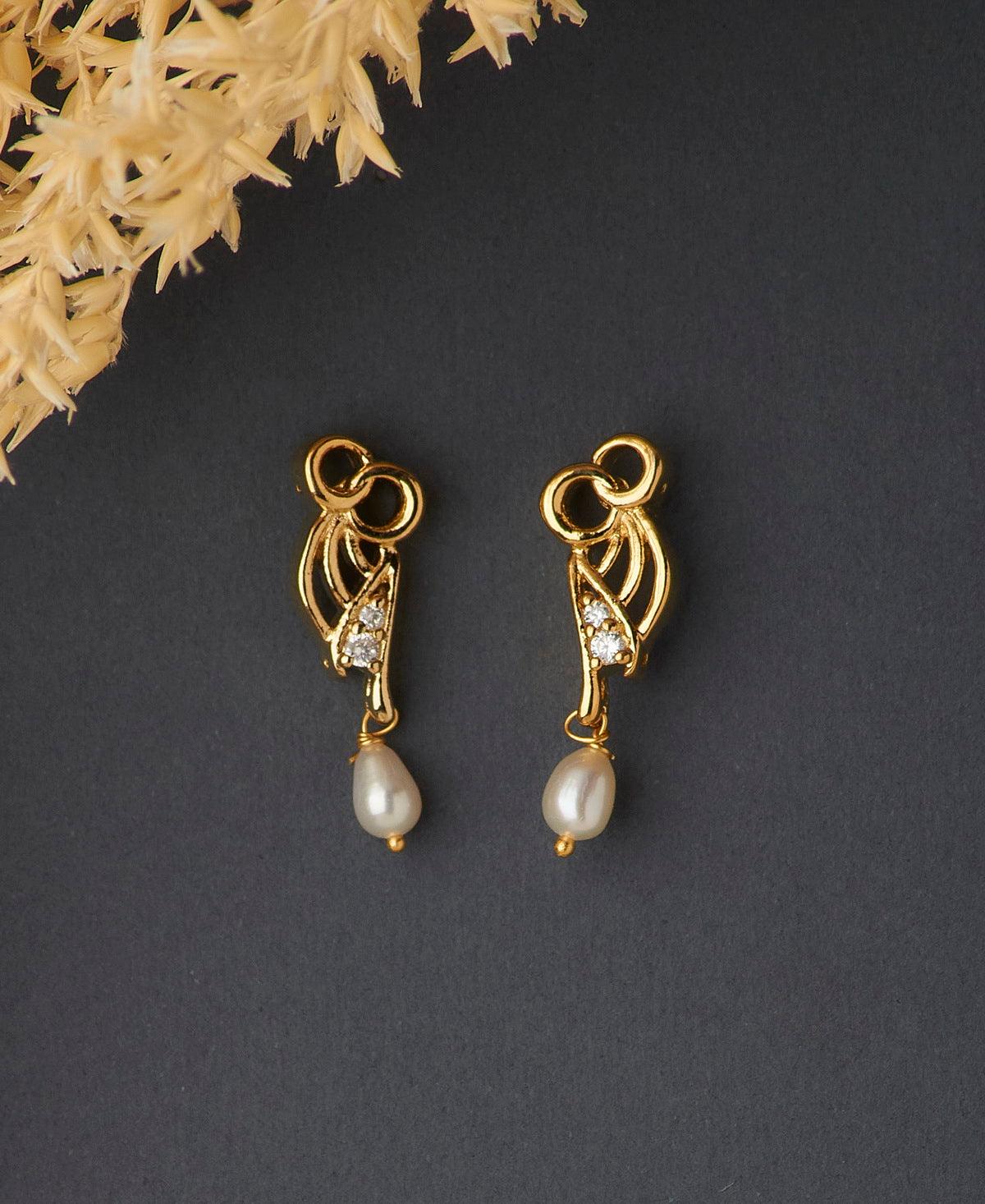 Beautiful Stone Studded Pearl Earring - Chandrani Pearls