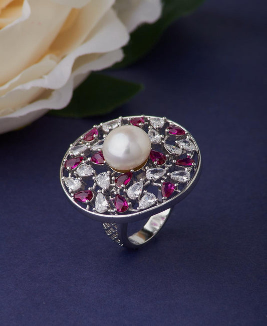 Beautifully Crafted Pearl Studded Ring - Chandrani Pearls