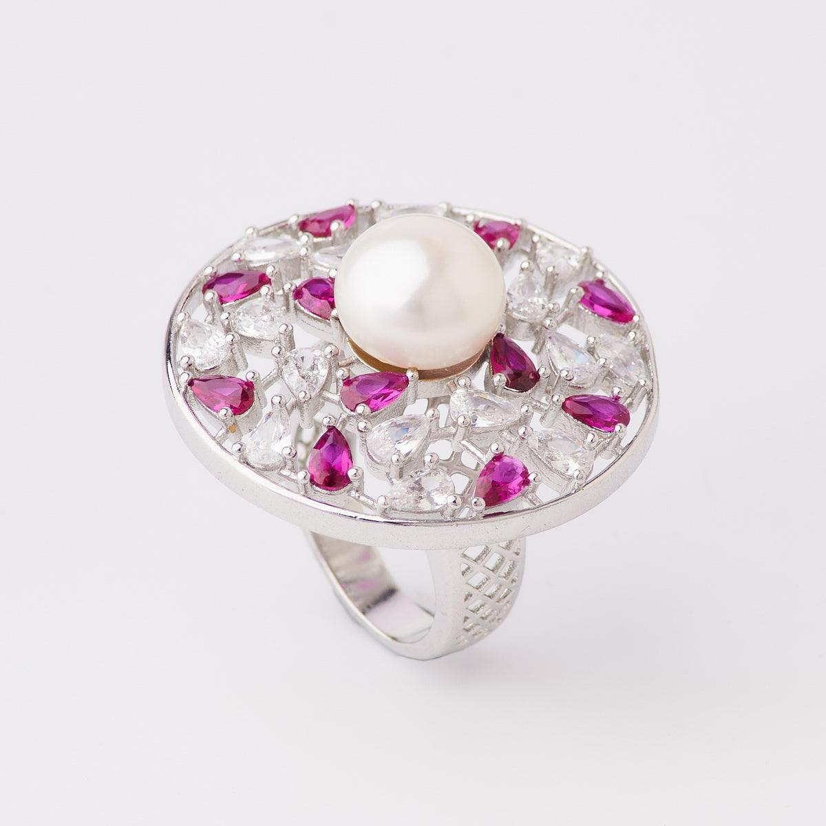 Beautifully Crafted Pearl Studded Ring - Chandrani Pearls