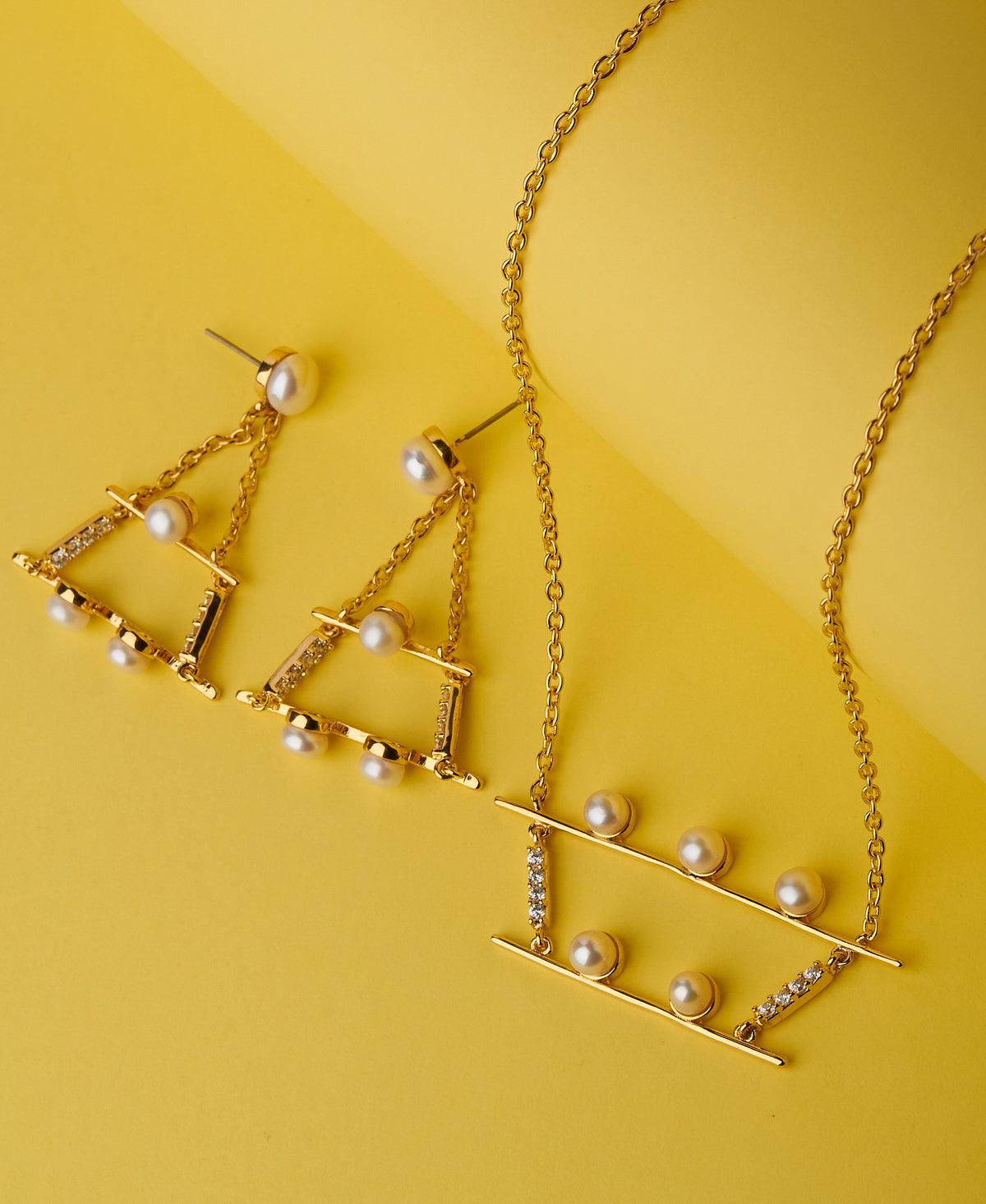 Boat Shaped Real Pearl Pendant Set - Chandrani Pearls
