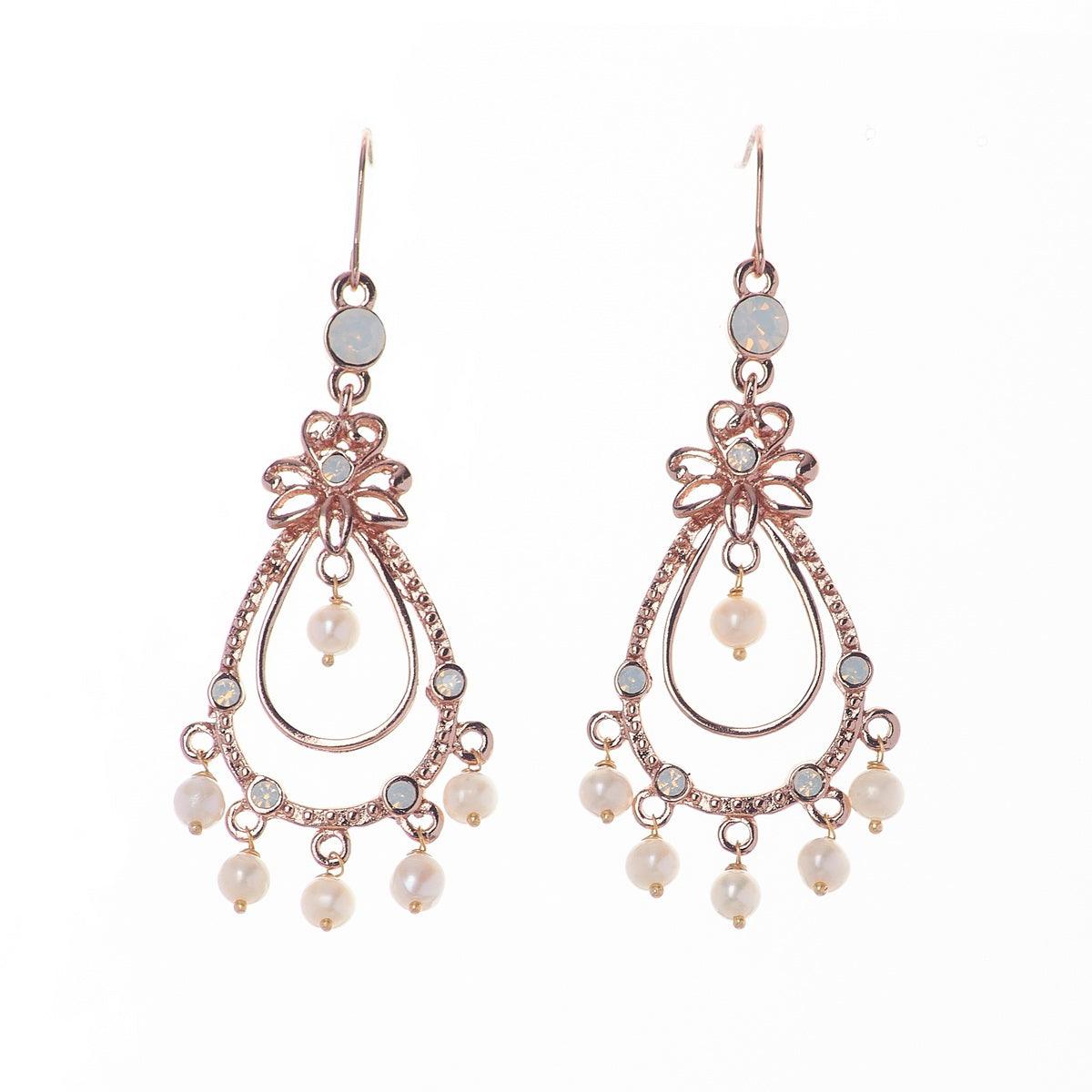 Bridal Elongated Teardrop Dangle White Faux Pearl Chandelier Earrings -  Walmart.com