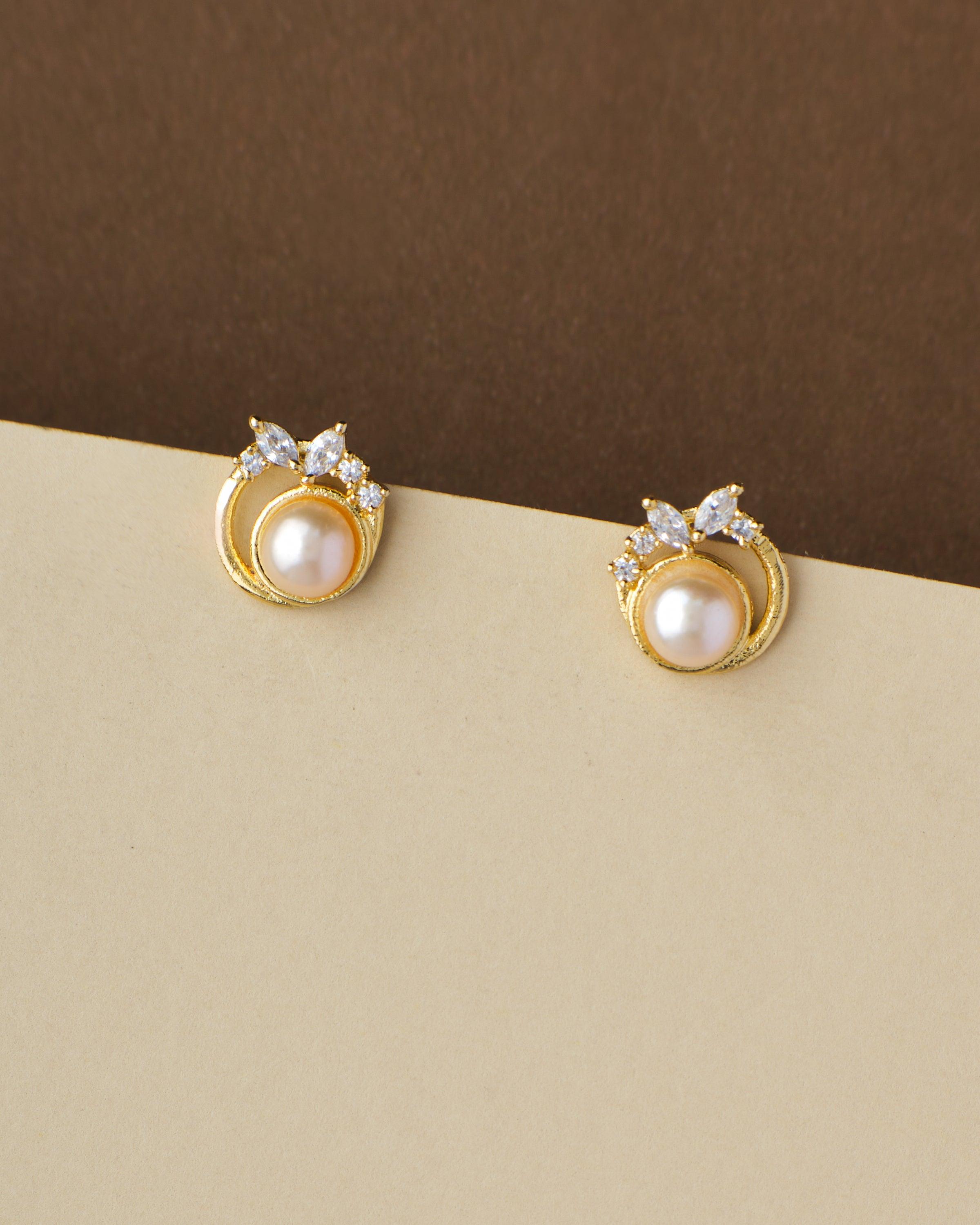 Buy Real Pearls In 18KT Gold Stud Earrings, 8-9MM 10-11MM AAA Grade  Cultured Pearls 18KT Solid Gold Earrings, Freshwater Pearl And Gold Studs  Online at desertcartINDIA