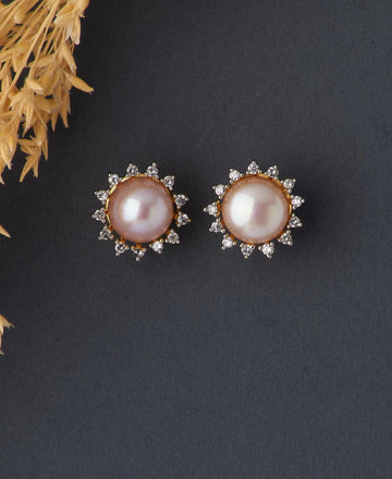 Classy Pink Pearl Stud Earring - Chandrani Pearls