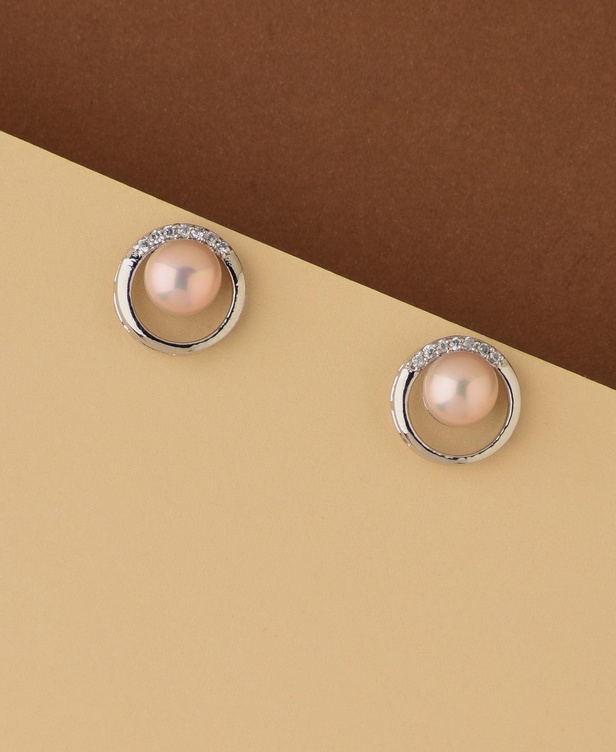 Classy Pink Pearl Stud Earring - Chandrani Pearls