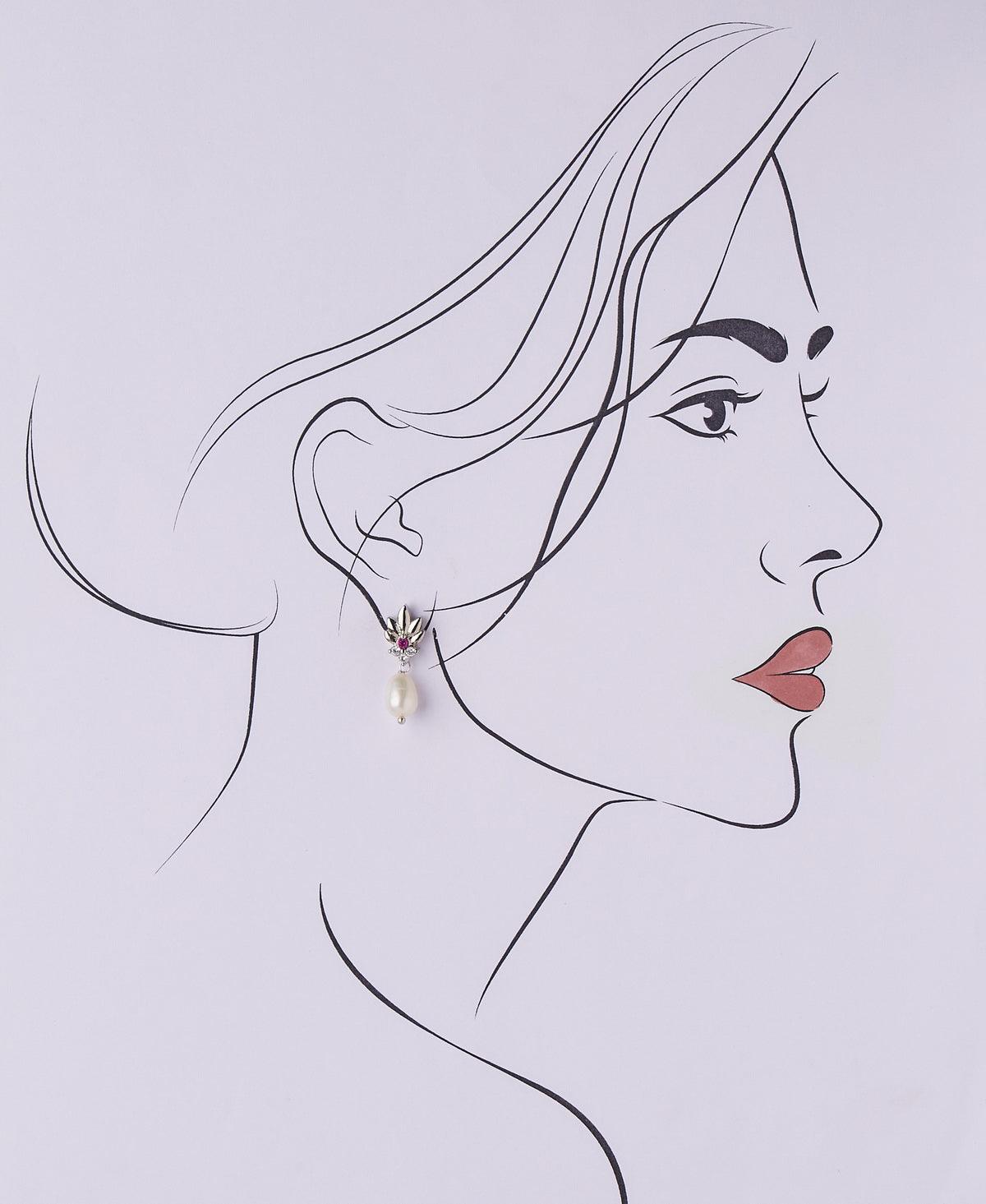 Classy White Hanging Pearl Earring - Chandrani Pearls