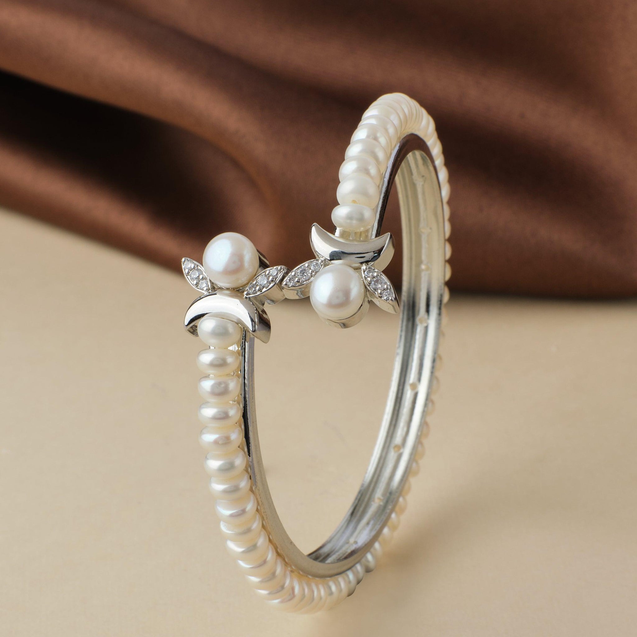 Classy White Pearl Bangle - Chandrani Pearls