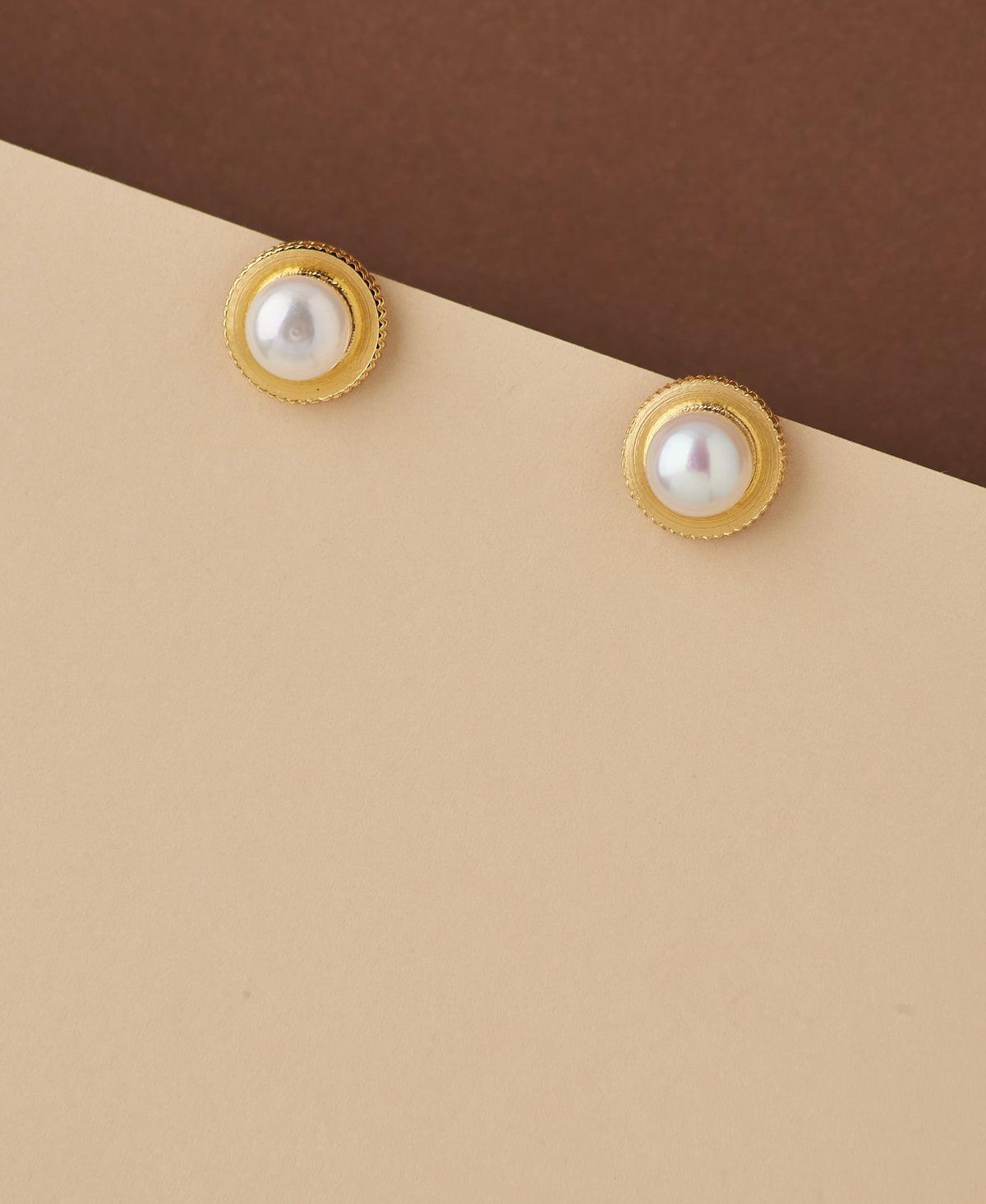 Classy White Pearl Stud Earring - Chandrani Pearls