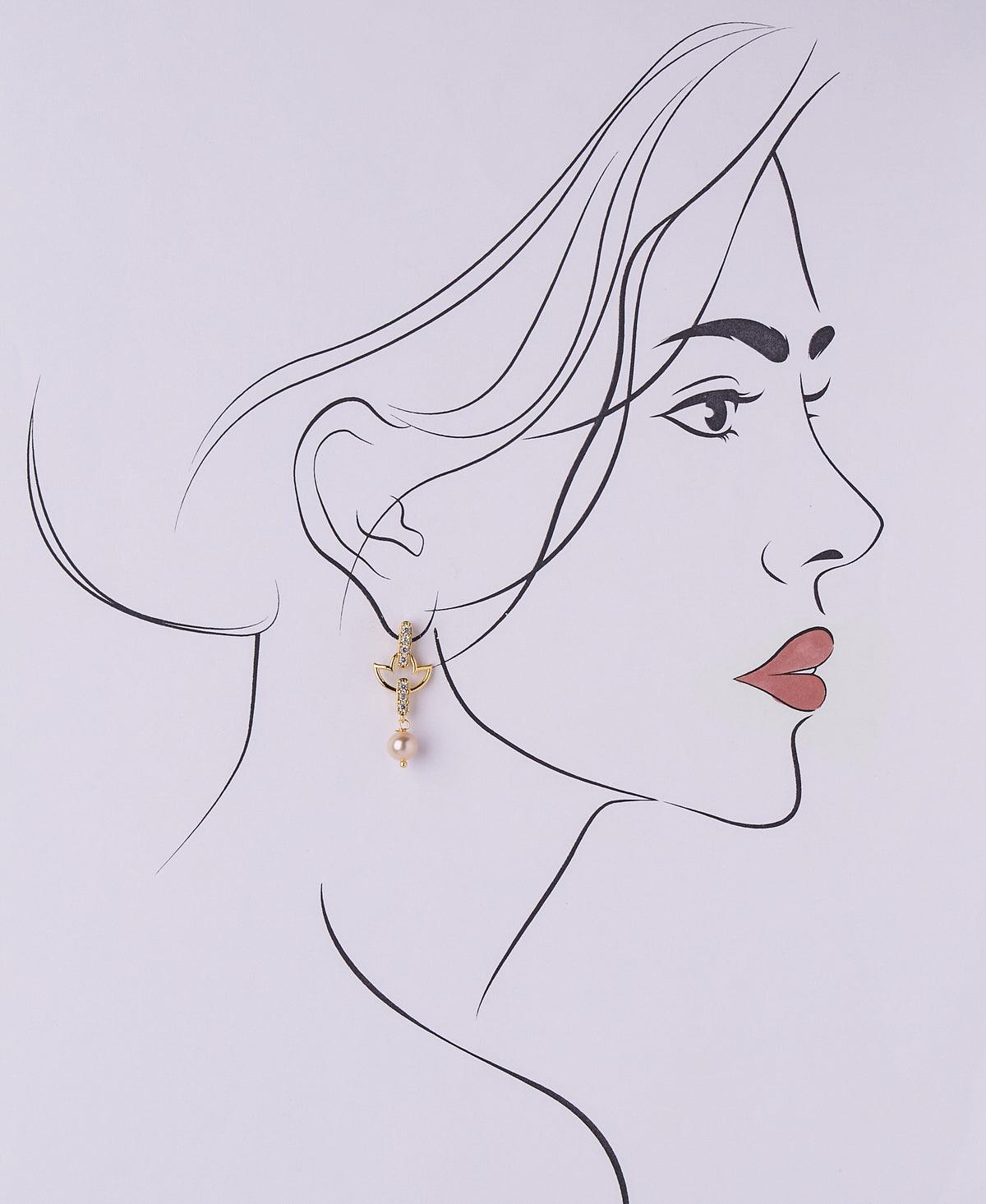 Delicate leaf Pearl Hanging Earring - Chandrani Pearls