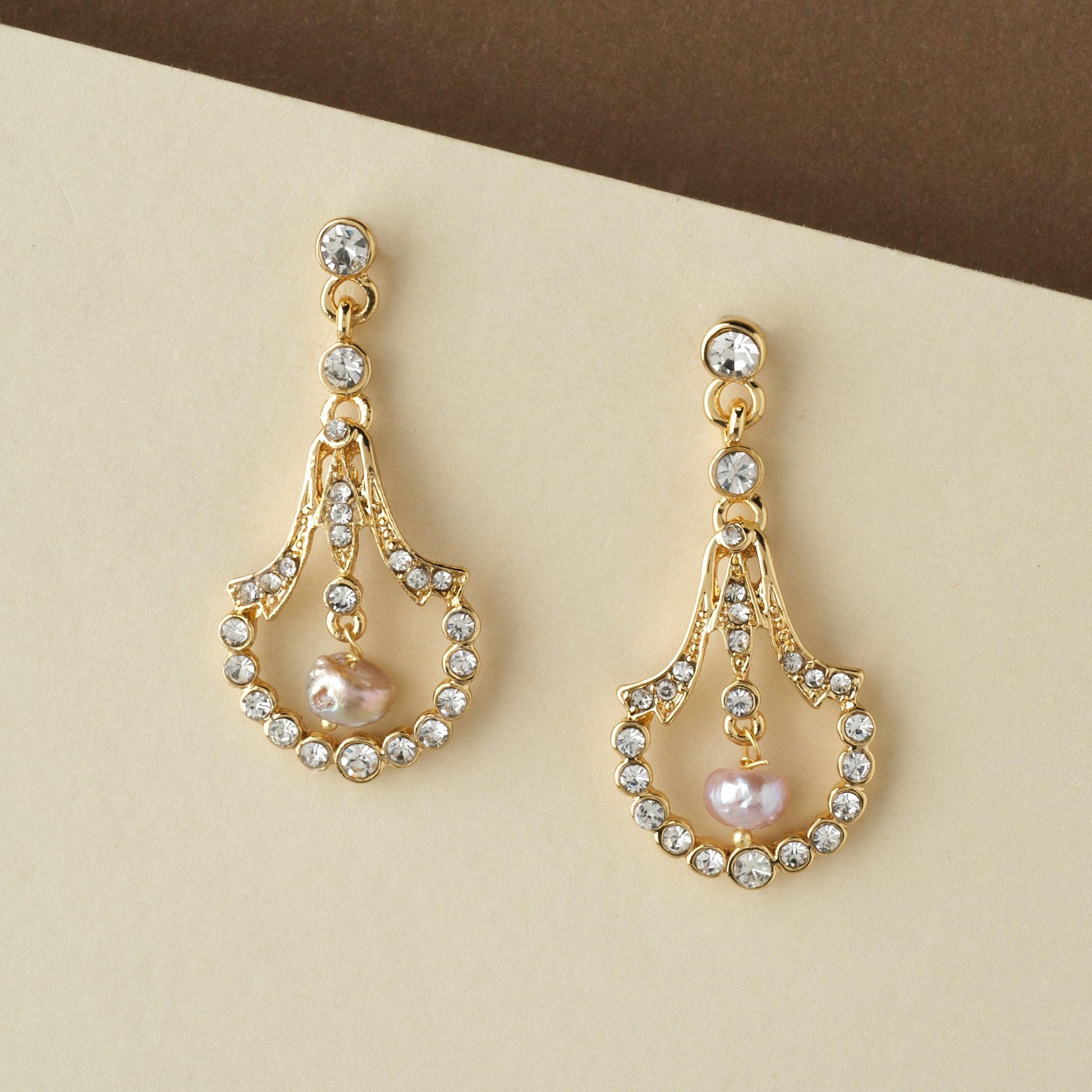 Delicate Stone Studded Hang Earring - Chandrani Pearls