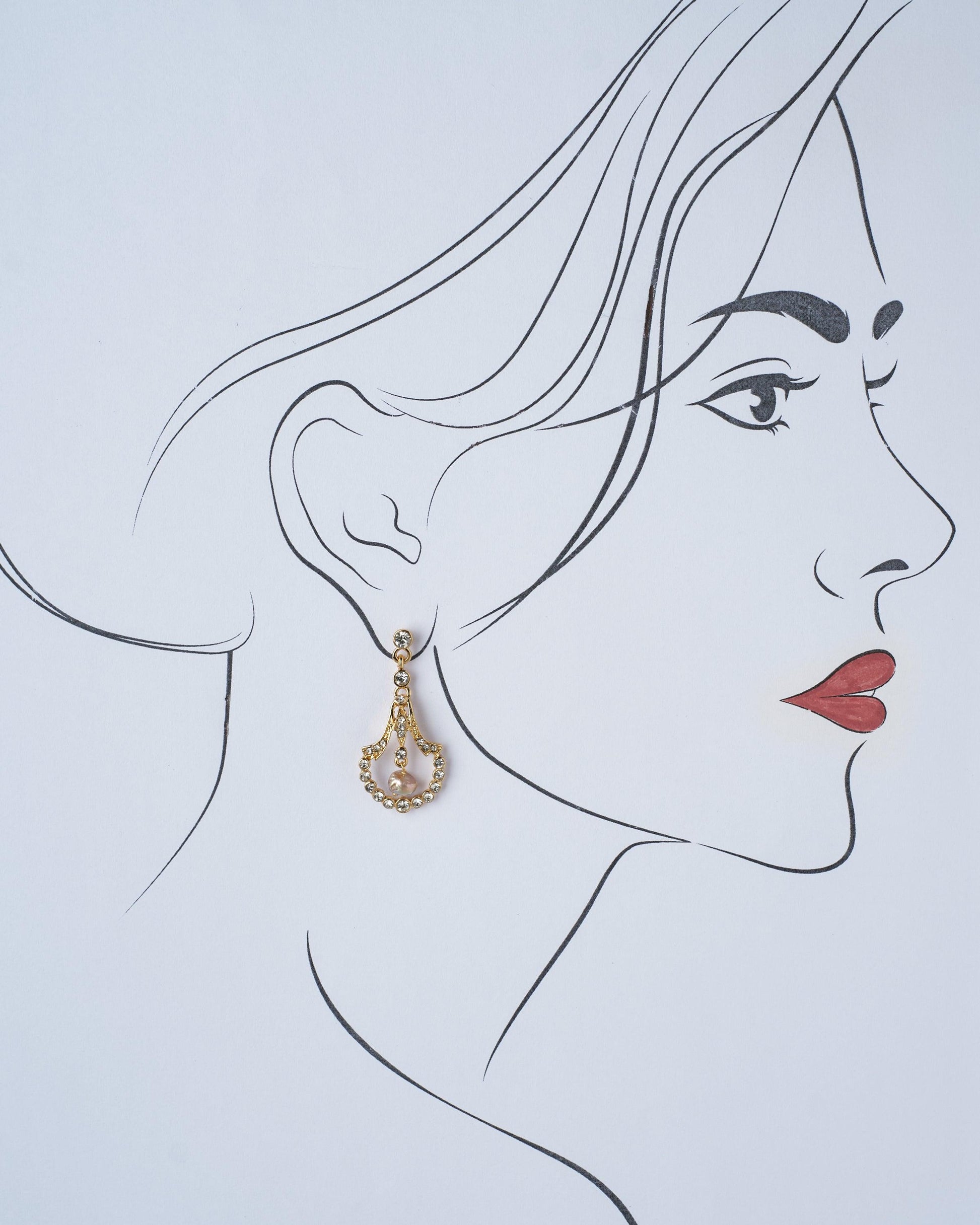 Delicate Stone Studded Hang Earring - Chandrani Pearls