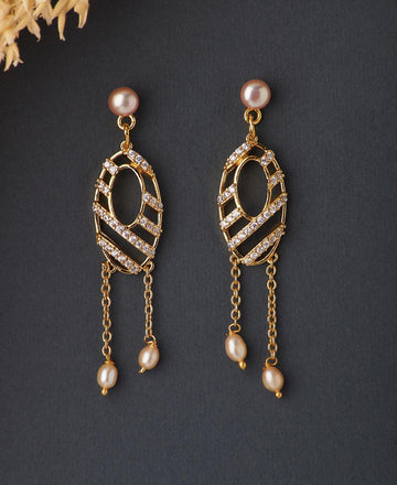 Delicate Stone Studded Hanging Earring - Chandrani Pearls