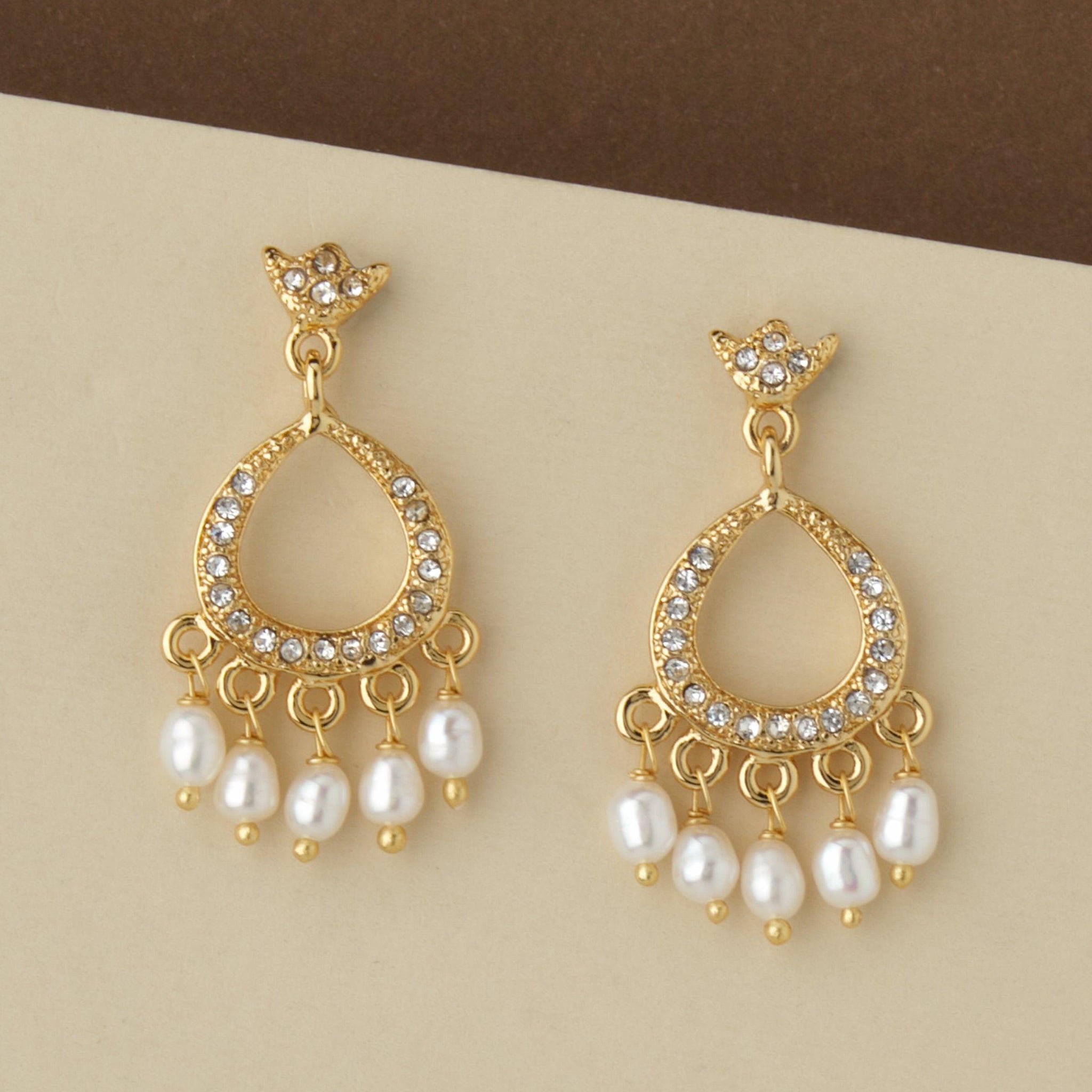Delicate Stone Studded Jhumka - Chandrani Pearls