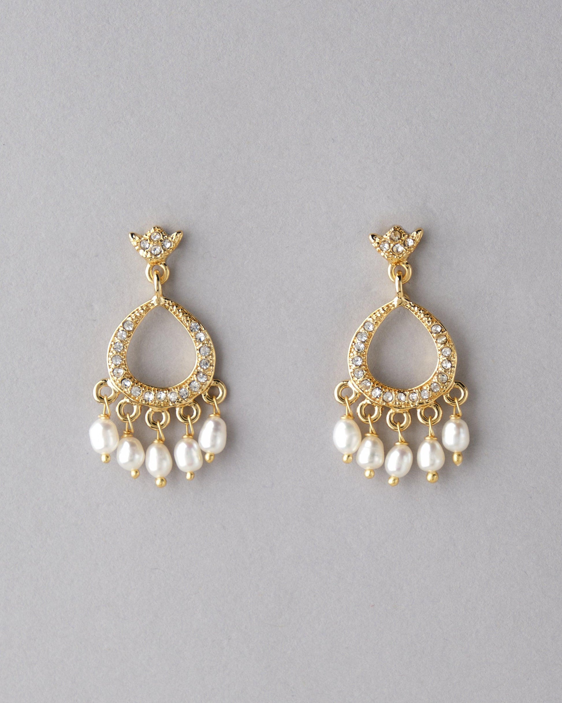Delicate Stone Studded Jhumka - Chandrani Pearls