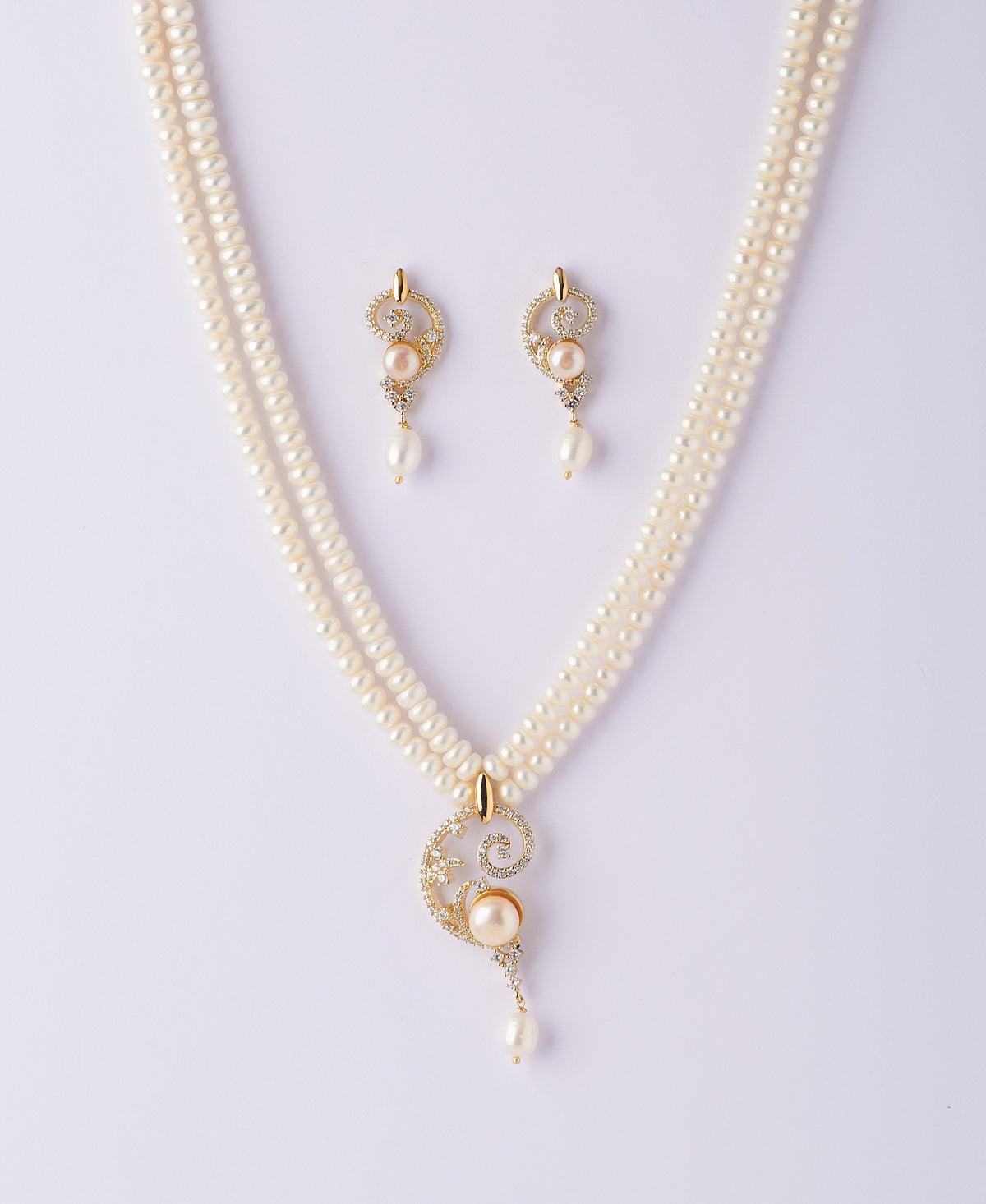 Delightful Real Pearl Necklace Set - Chandrani Pearls