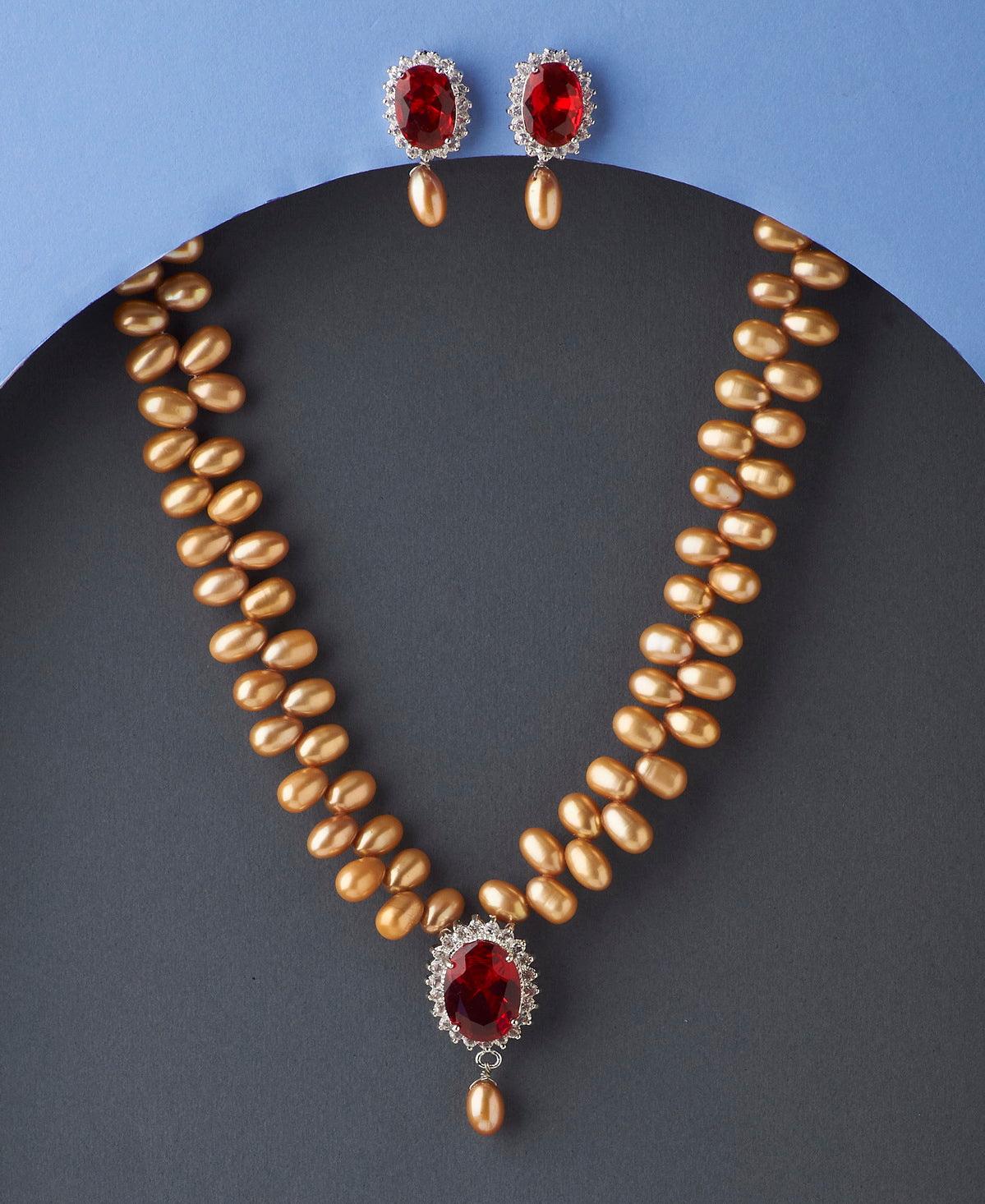 Delightful Real Pearl Necklace Set with Ring - Chandrani Pearls