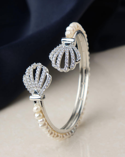 Delightful Stone Studded Pearl Bangle - Chandrani Pearls