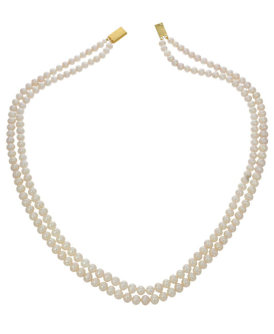 Elegant Double Line White Pearl Necklace - Chandrani Pearls