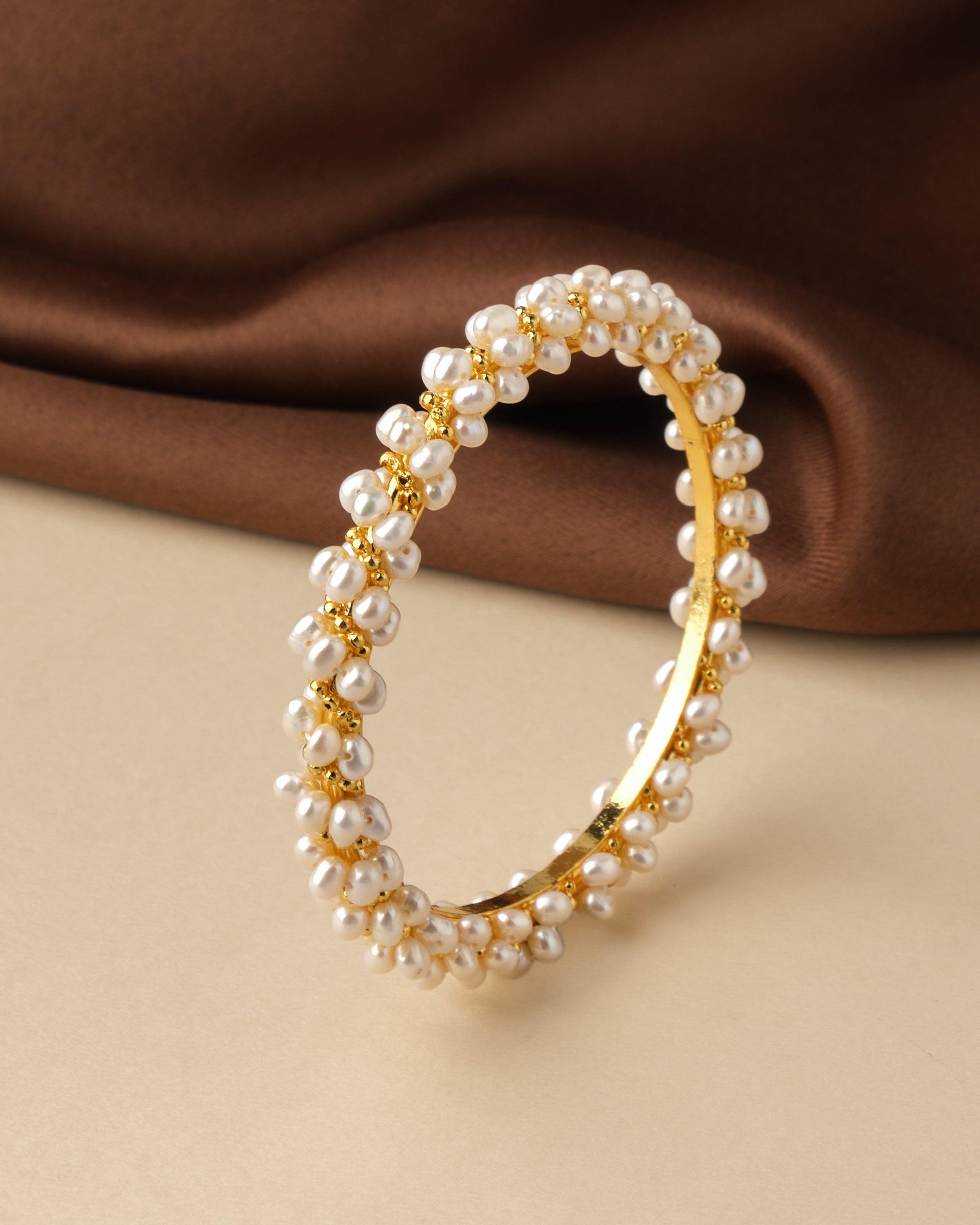 Elegant Real Pearl Bangle B01560 - Chandrani Pearls