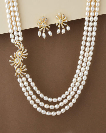 Elegant Real Pearl Necklace Set S23554 - Chandrani Pearls