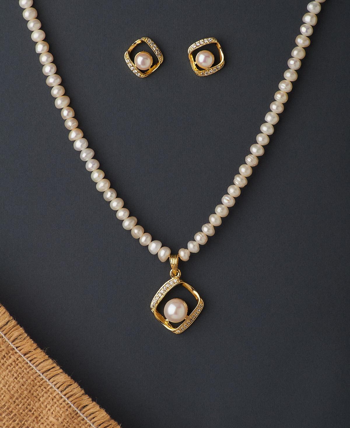 Elegant Real Pearl Pendant Set - Chandrani Pearls