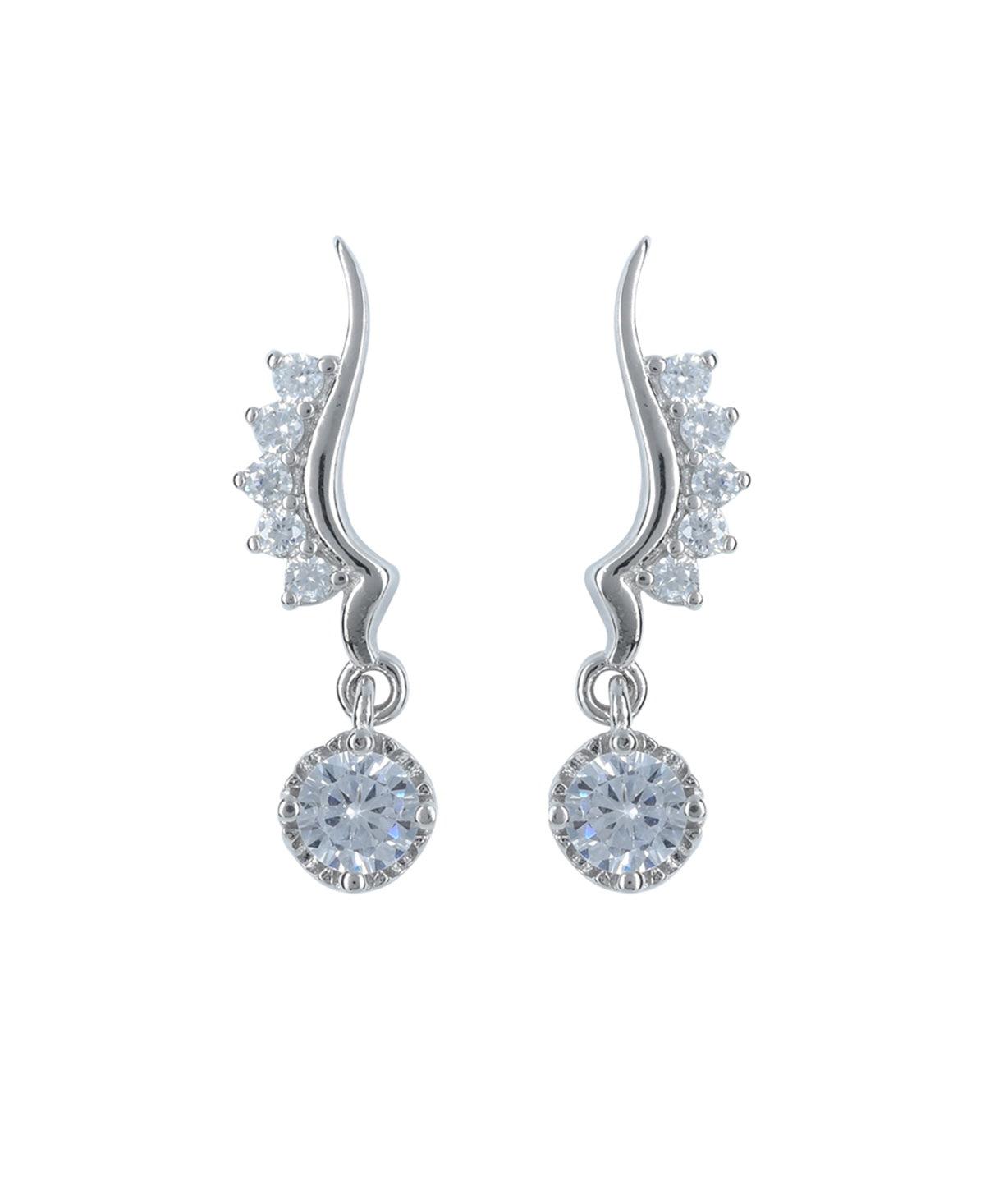 Elegant Stone Studded Silver Earring - Chandrani Pearls