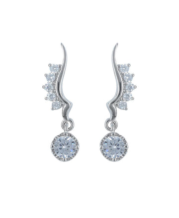 Elegant Stone Studded Silver Earring - Chandrani Pearls