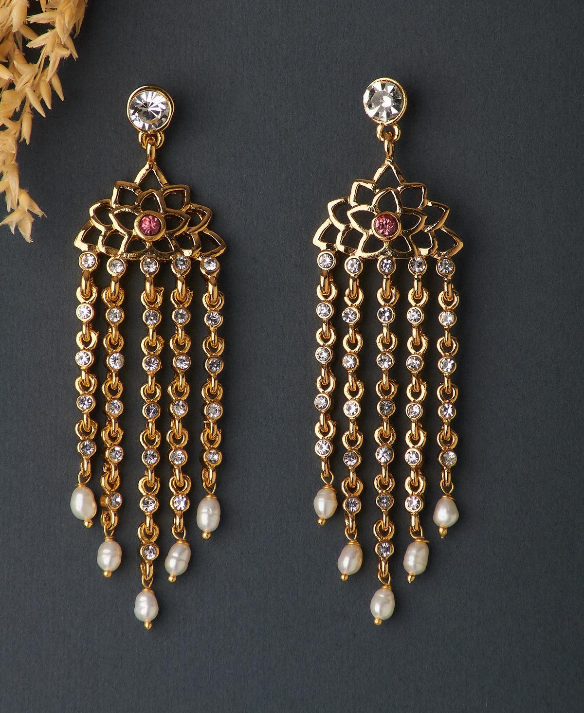 Ethnic Hanging Pearl Jhumka - Chandrani Pearls