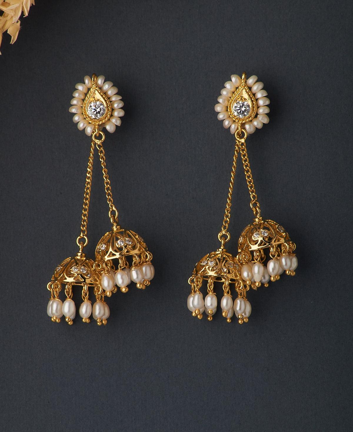 Ethnic Pearl Hanging Earrings - Chandrani Pearls