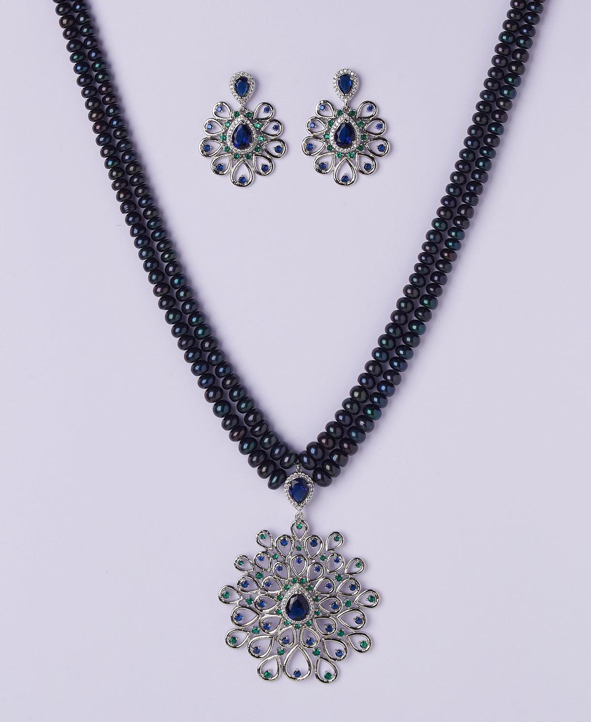 Exquisite Black Pearl Necklace Set - Chandrani Pearls