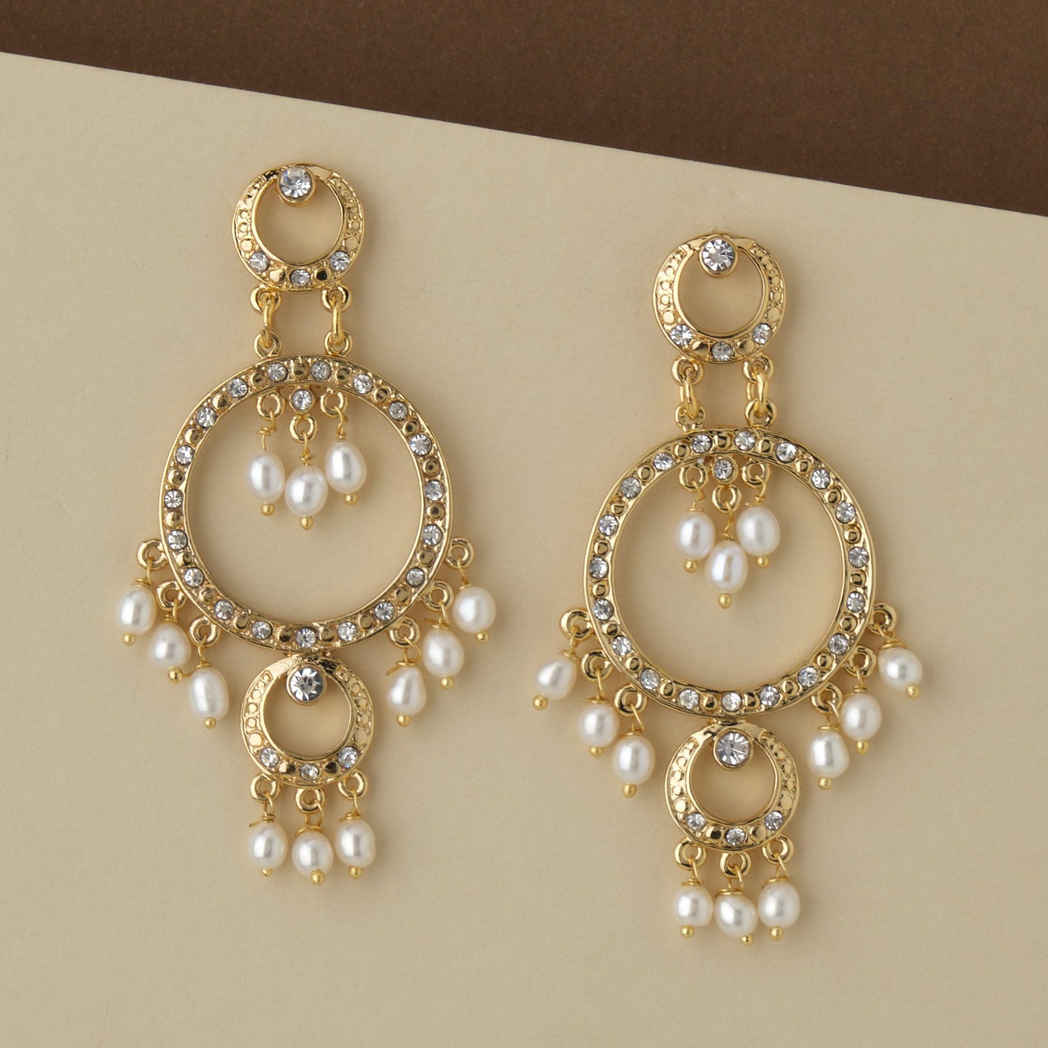 Faiza Pearl Chandeliers Jhumka - Chandrani Pearls