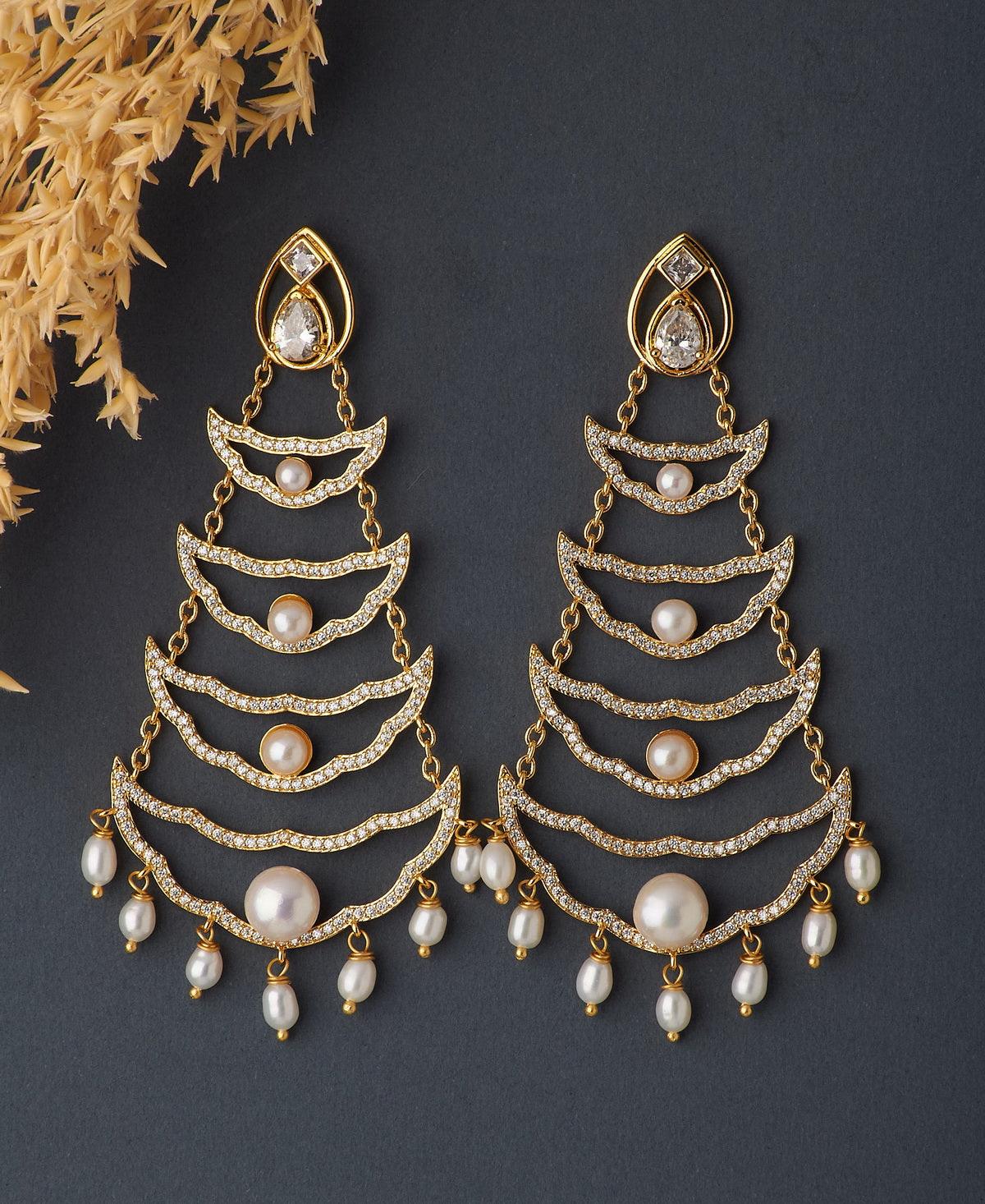 Faiza Regal Chandeliers Earring - Chandrani Pearls