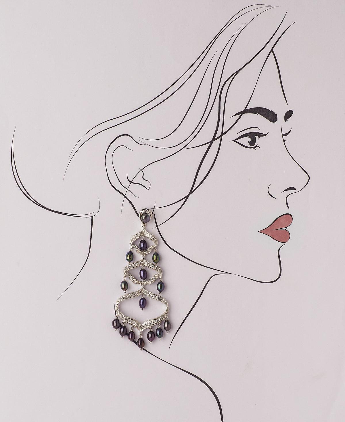 Faiza Regal Chandeliers Earring - Chandrani Pearls