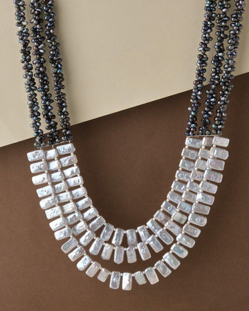 Fashionable Baroque Black And Grey Necklace - Chandrani Pearls