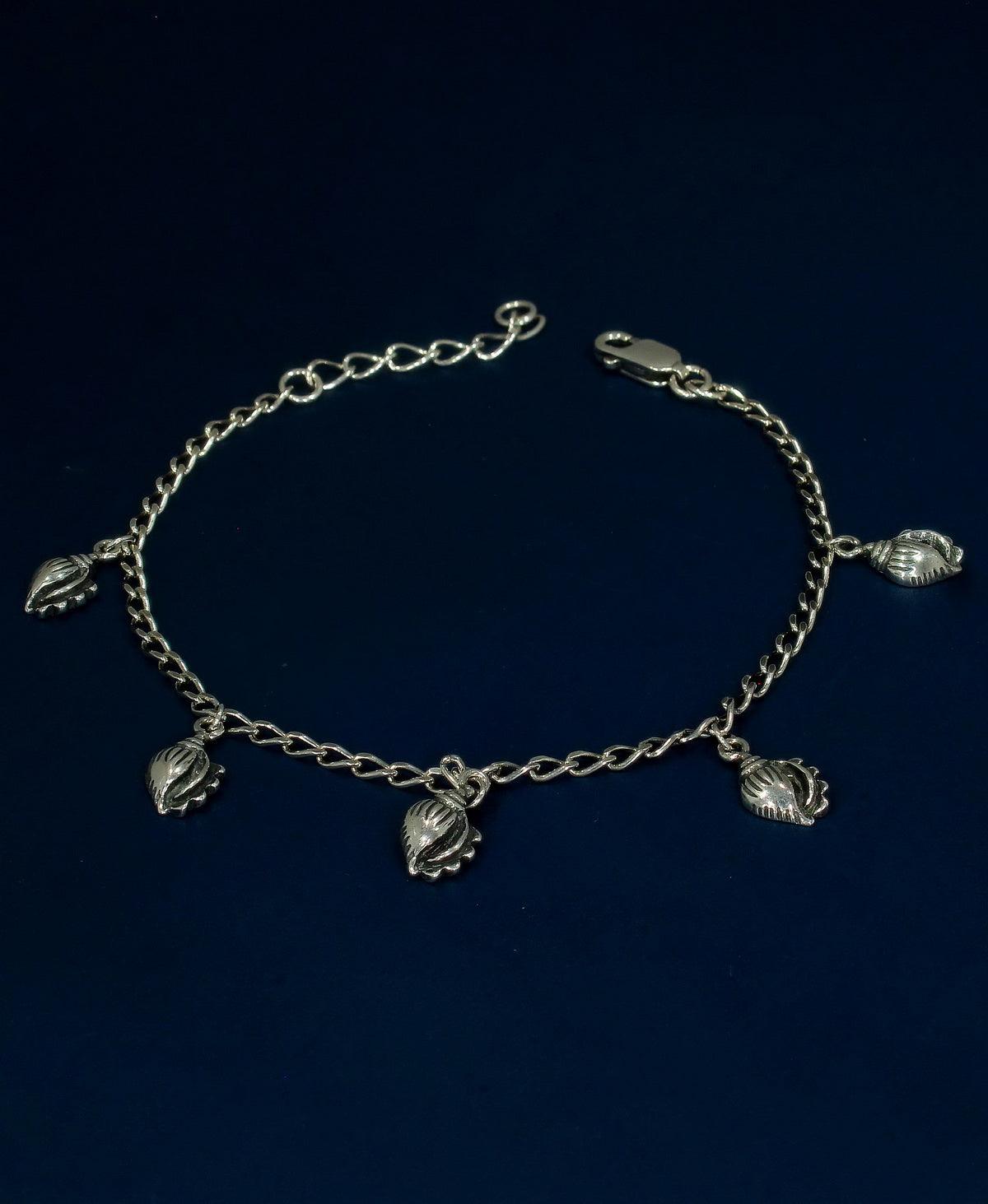 Fashionable Charms Stone Studded Silver Bracelet - Chandrani Pearls