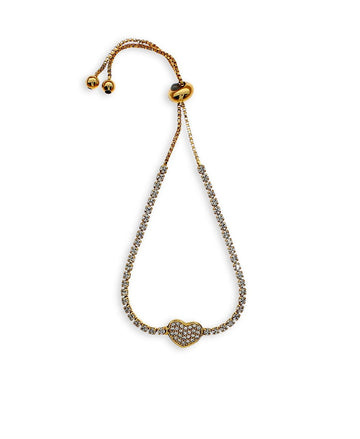 Fashionable Heart Stone Studded Metallic Bracelet - Chandrani Pearls