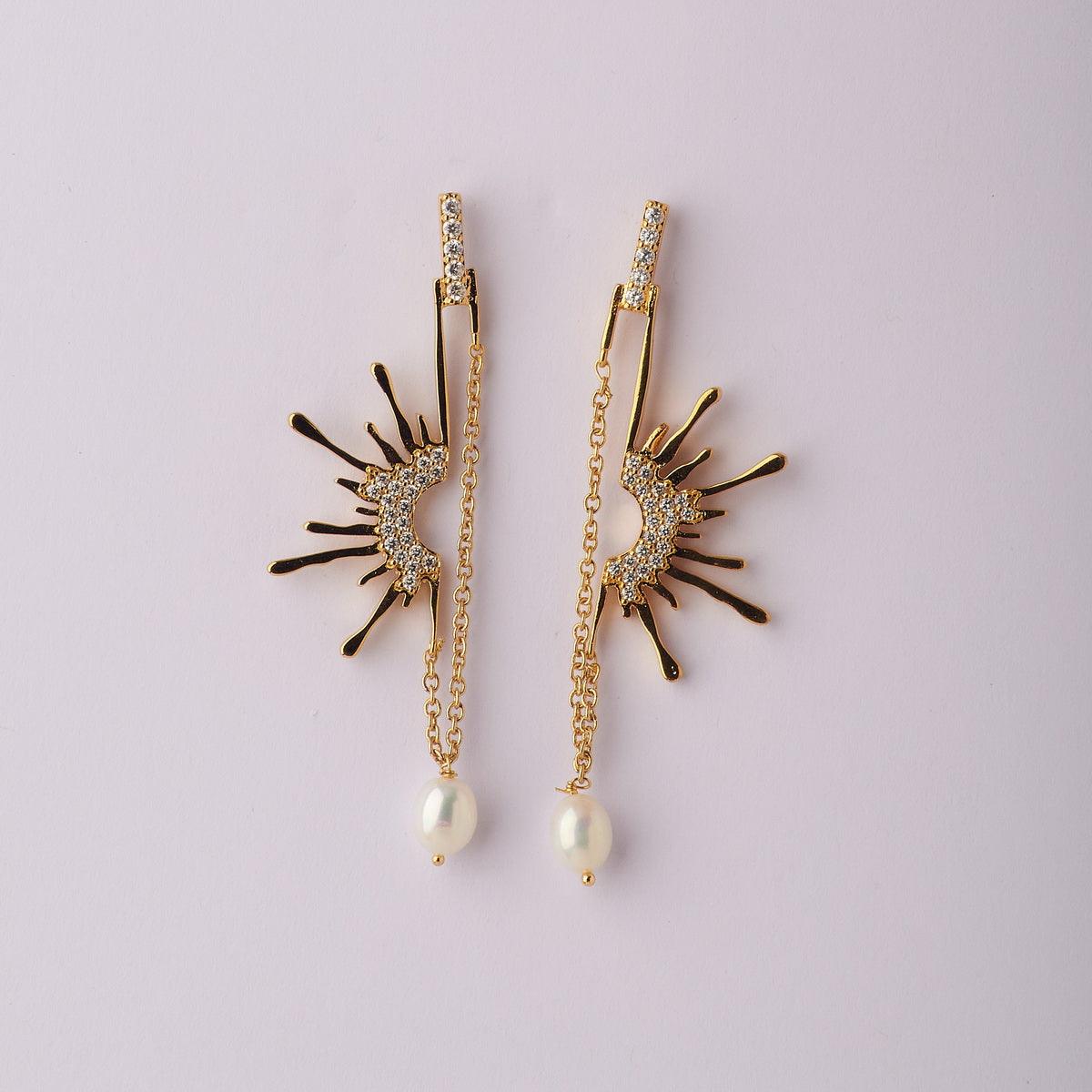 Fashionable Metallic Hanging Earring - Chandrani Pearls