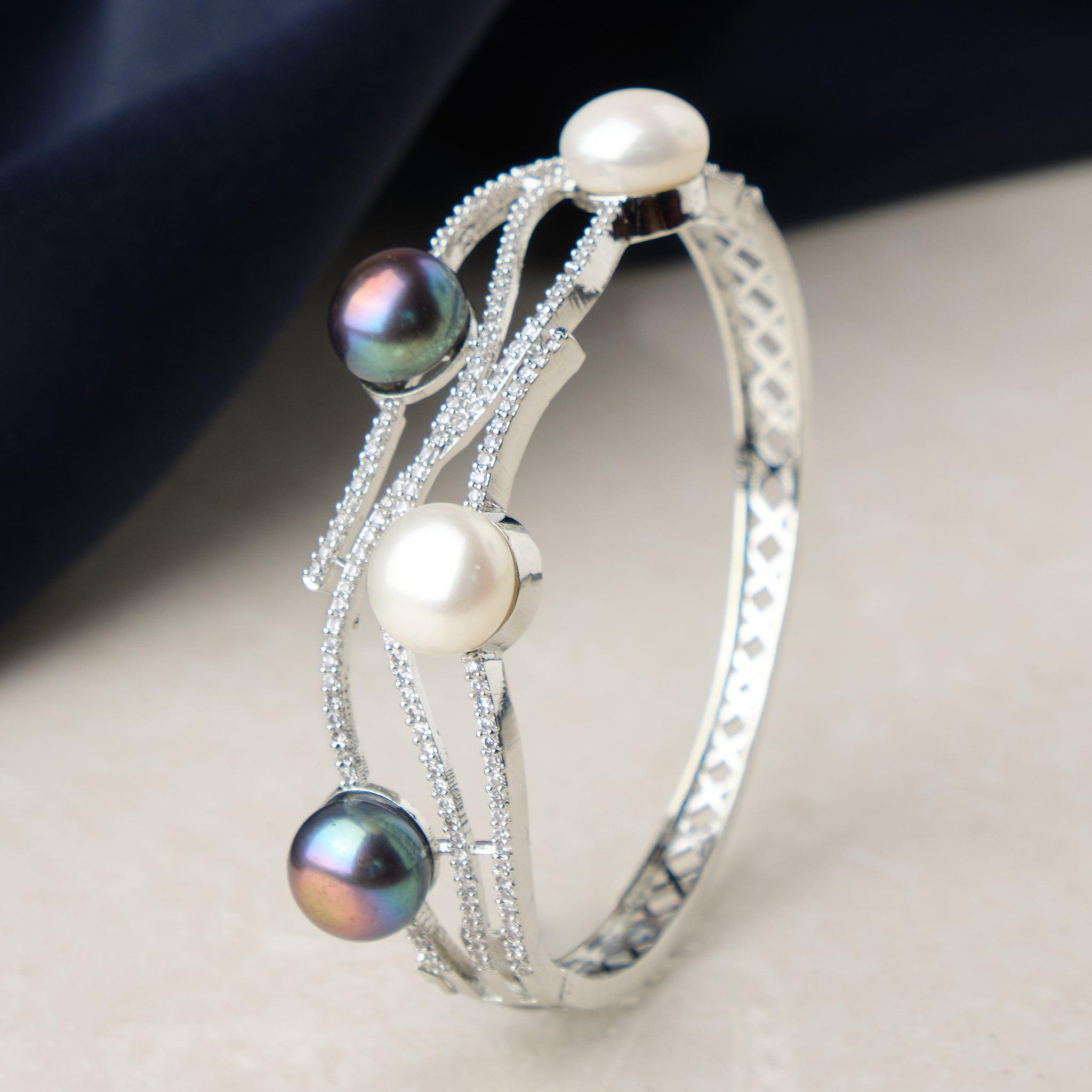 Fashionable Pearl & Stone Studded Bangle - Chandrani Pearls