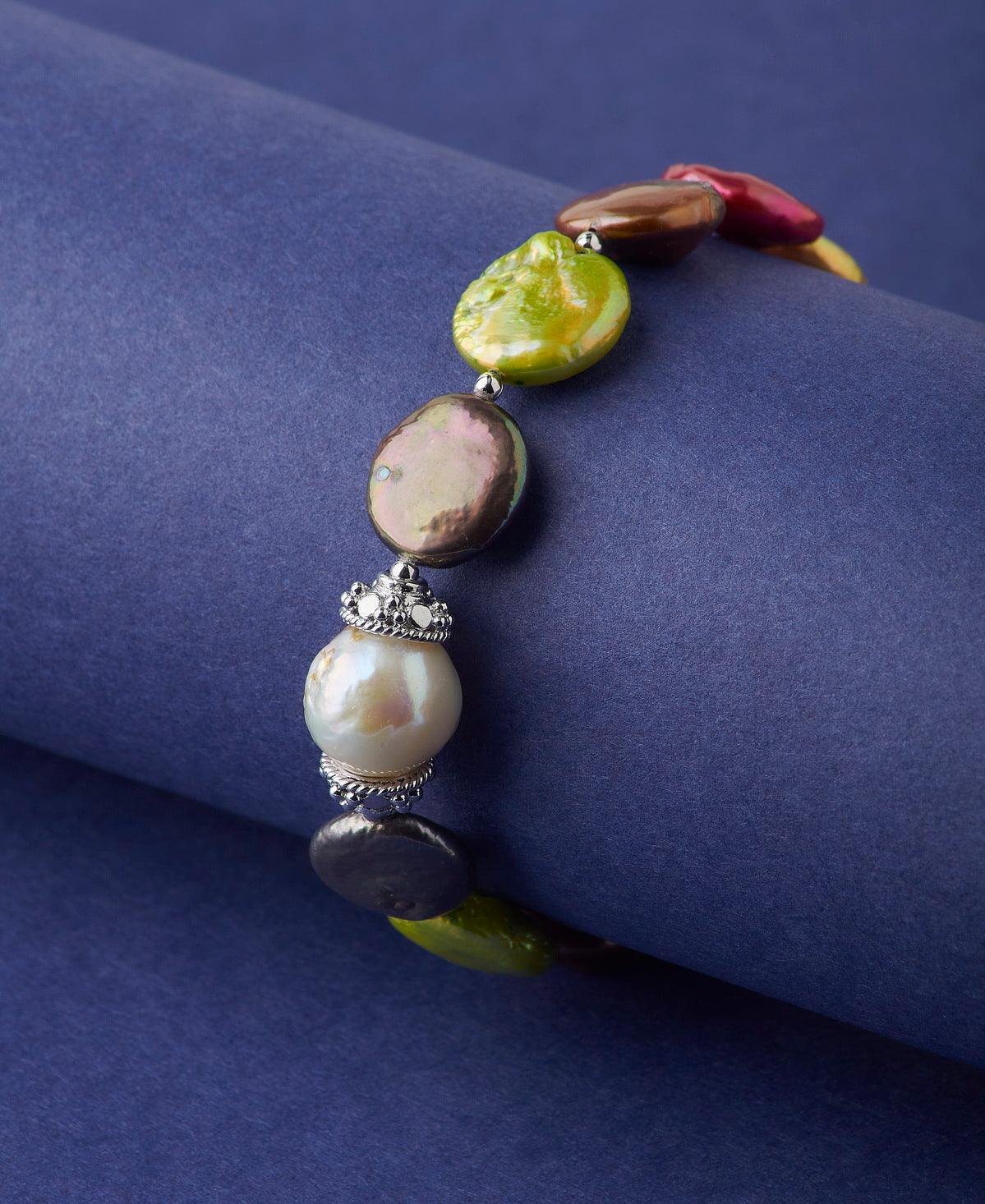 Fashionable Real  Multi Pearl Bracelet - Chandrani Pearls