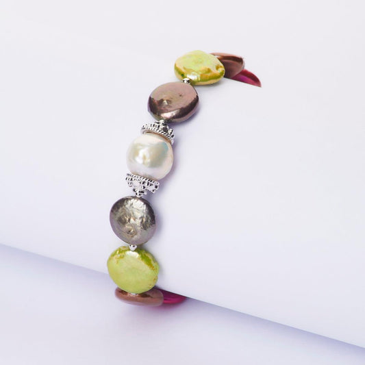 Fashionable Real  Multi Pearl Bracelet - Chandrani Pearls