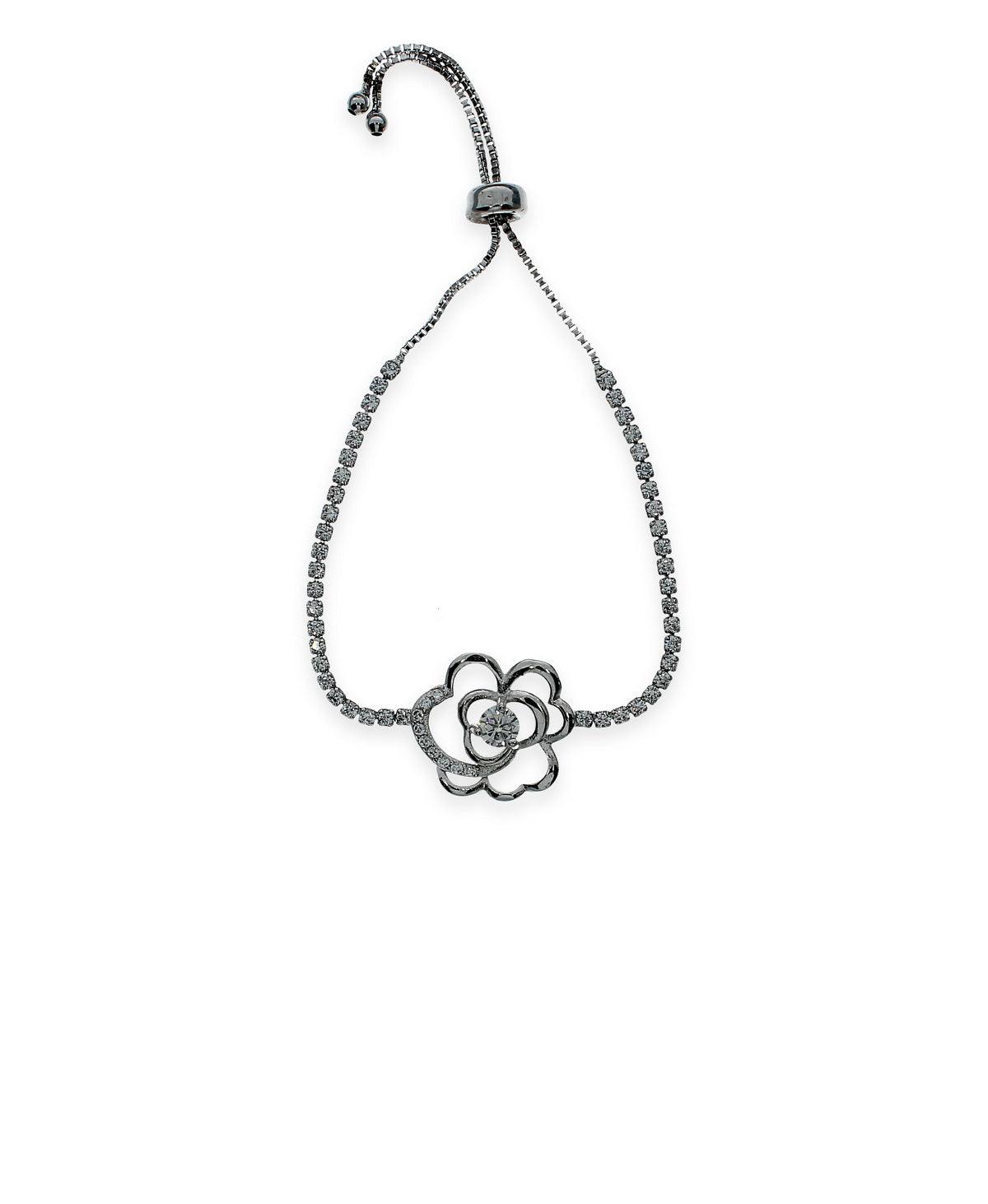 Fashionable Rose Stone Studded Metallic Bracelet - Chandrani Pearls