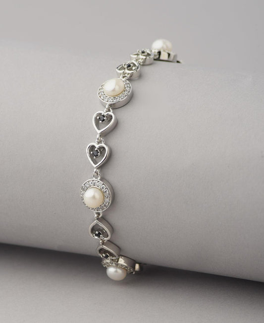 Fashionable Stone Studded Real Pearl Bracelet - Chandrani Pearls